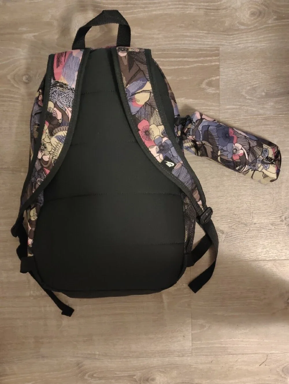 Nike Black Backpack with Purple and Pink Floral Print